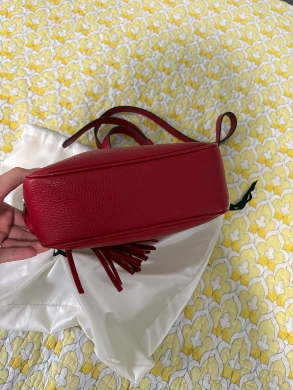 Gucci Red Soho Disco Embossed GG Leather Crossbody with Tassel - Picture 8 of 16